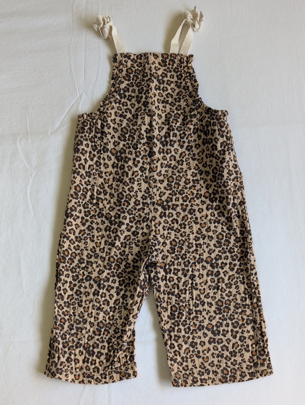 Zara Toddler Girl Leopard Print Overalls Jumpsuit Knot Straps Romper Size 2 Year